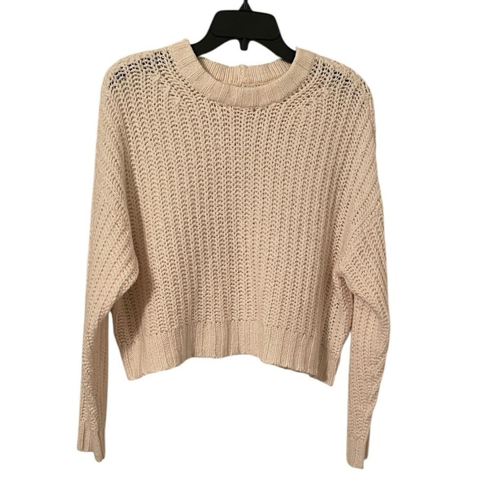 American Eagle Women's‎ Cream Crewneck Chunky Knit Sweater Size S